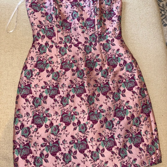 Lulus jacquard strapless floral pink dress - Picture 3 of 4
